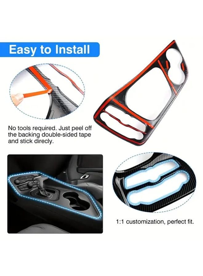 Carbon Fiber Gear Shift Panel Cover For 2015 2023 Dodge Challenger Interior Accessory - Image 5